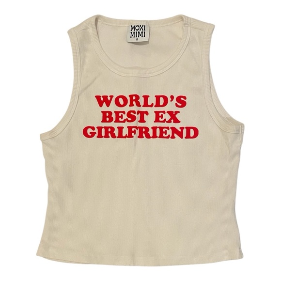 moxi mimi Tops - Moxi Mimi world’s best ex girlfriend cropped top white womans XL